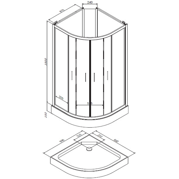 Душевая кабина 90x90 AM.PM Joy W85C-001-090GT профиль графит матовый, низкий поддон-6