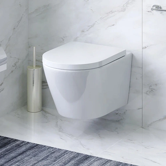 Унитаз подвесной безободковый с инсталляцией AM.PM Func IS90151.8F1701 сиденьем микролифт, хром механ. клавишей-2