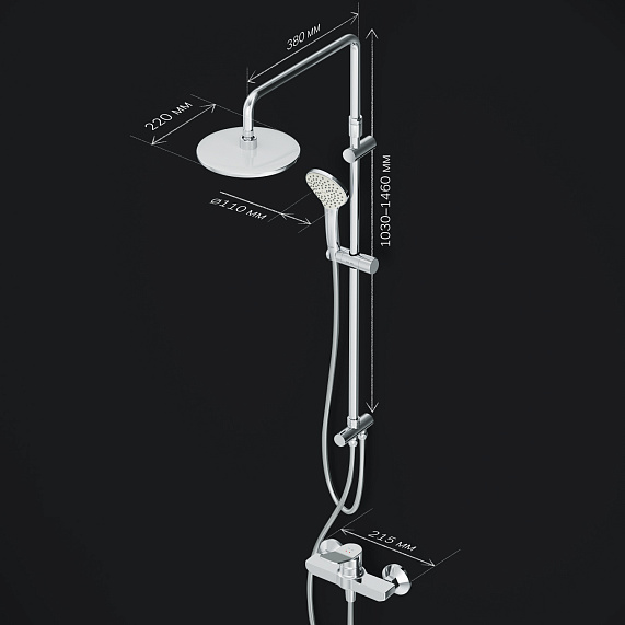 Душевая система AM.PM X-Joy F40885A24 стойка с тропическим душем, хром + смеситель для душа, хром-9