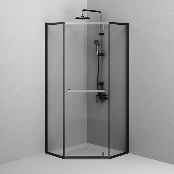 Душевое ограждение без поддона 90x90 AM.PM Gem W90G-405-9090-BT профиль черный-4