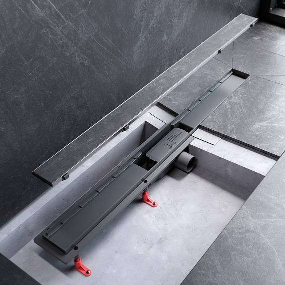 Душевой трап (лоток) 90 AM.PM PrimeFlow W02SC-U11-090-04SB комбинированный затвор со стальной матовой решеткой под плитку-14