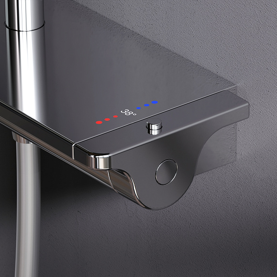 Душевая система AM.PM Spirit 2.0 F0770A400 стойка с тропическим душем, термостатом, смесителем, хром-3