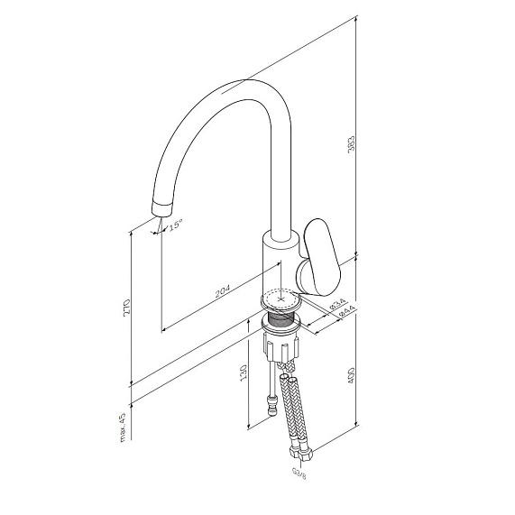 Смеситель для кухни AM.PM Like F8007700 высокий с каналом питьевой воды, хром-10
