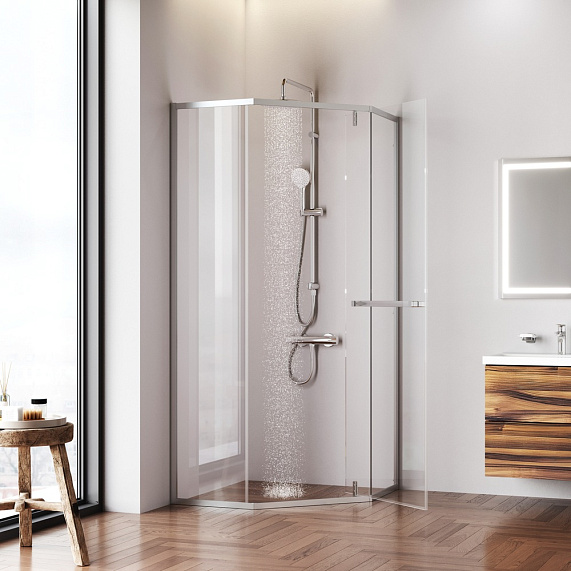Душевое ограждение без поддона 90x90 AM.PM Gem W90G-405-9090-MT профиль серебристый-1