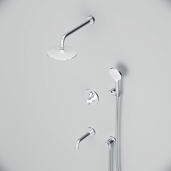 Встраиваемая душевая система AM.PM X-Joy FT85A3RH30 хром: тропический верхний душ, излив с душевой лейкой, термостат-7