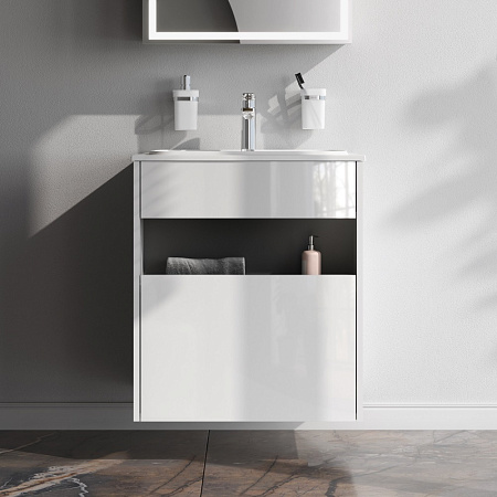 Тумба с раковиной 60 AM.PM Func M8FFUX0601WG подвесная/напольная на ножках белый глянец