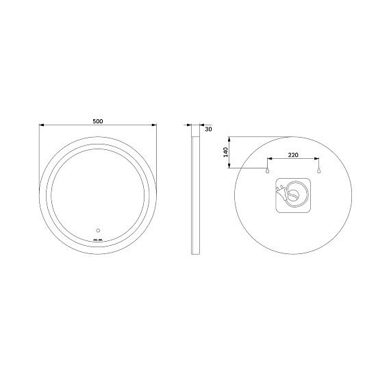Зеркало с подсветкой в ванную круглое 50 AM.PM X-Joy M85AMOX0501WG сенсорное-10