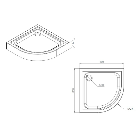 Поддон душевой 80x80 AM.PM Gem W90T-401-080W белый + сифон