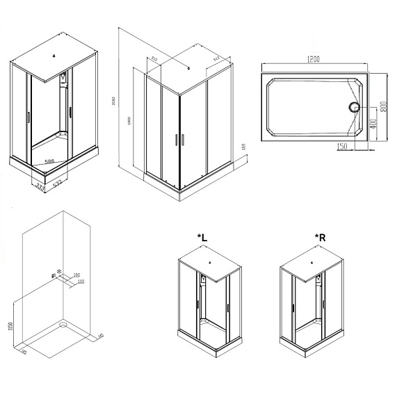 Душевая кабина 120x80 AM.PM Gem W90C-404-12080MT профиль серебристый, низкий поддон-9