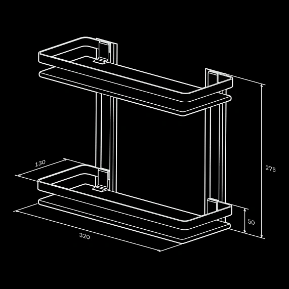Полка в ванную AM.PM Sense L A7455200 двухъярусная, серебристый металл, стекло-7