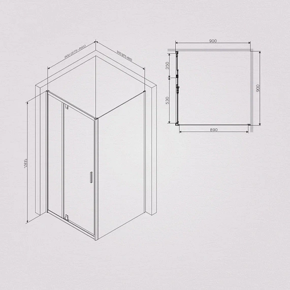 Душевой уголок с поддоном 90x90 AM.PM Gem W90G-404-090MT прозрачное стекло, профиль серебристый