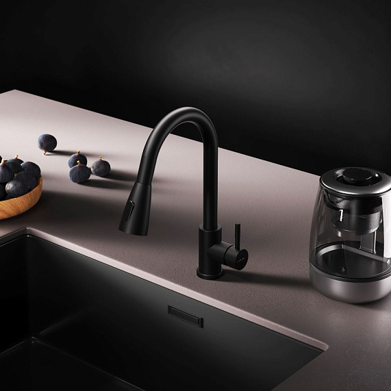 Смеситель для кухни AM.PM X-Joy S F85B07522 высокий, с выдвижным изливом, черный-3