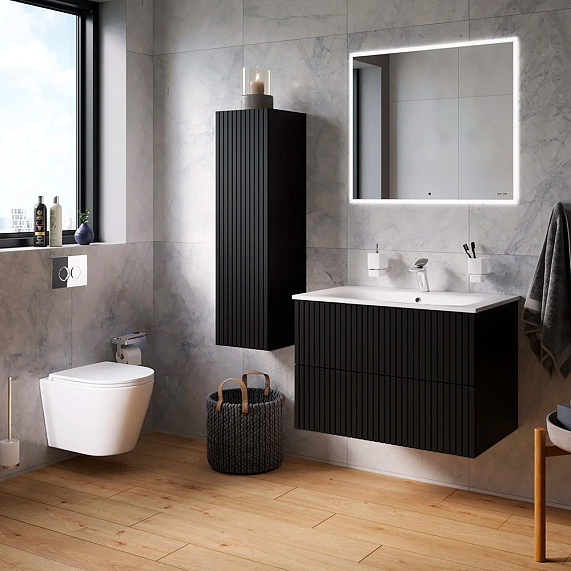 Шкаф-пенал для ванной 30 AM.PM Struktura M9SCHR0306BMVS навесной, черный матовый-5