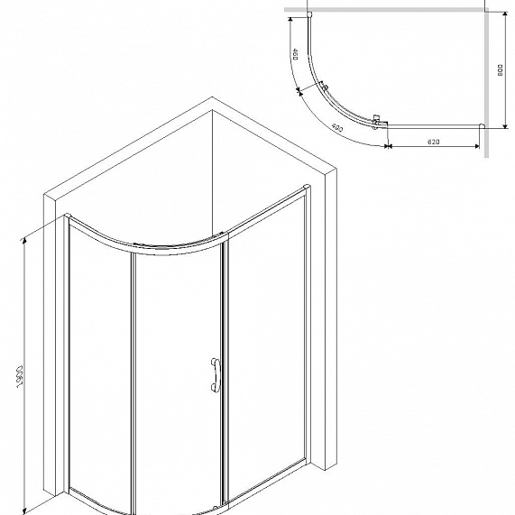 Душевой уголок с поддоном 120x80 AM.PM Like W83G-302U120CG тонированное стекло, профиль хром