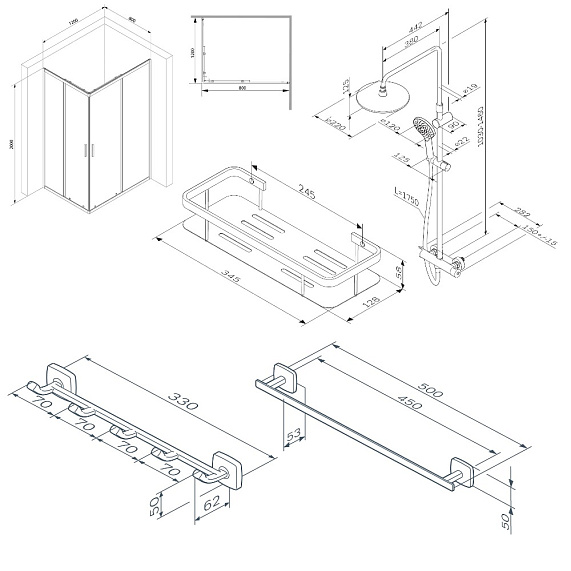WK93ER Gem S Комплект ограждение 120*80, прямоугольный, черный-5