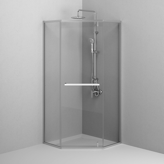 Душевое ограждение без поддона 90x90 AM.PM Gem W90G-405-9090-MT профиль серебристый-4