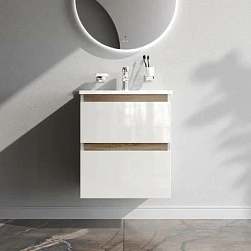 Тумба с раковиной и смесителем 55 AM.PM X-Joy M85AFHX0552WG подвесная белый глянец