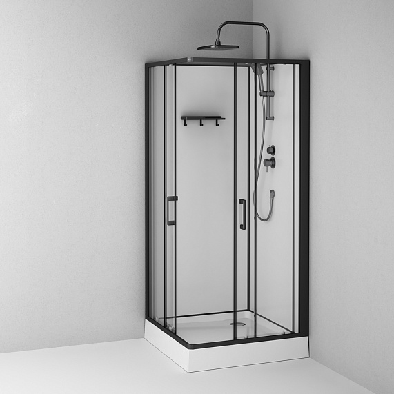 Душевая кабина 90x90 AM.PM Above W9XC-403-9090BT профиль черный матовый, низкий поддон-11