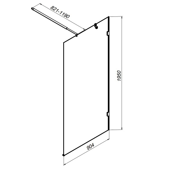 Душевая перегородка 90x195 AM.PM X-Joy W94WI-90-F1-BTE прозрачное стекло, профиль черный матовый-6