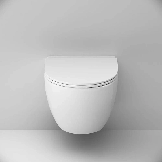 Унитаз подвесной безободковый с инсталляцией AM.PM Awe IS49001.111700 сиденьем микролифт, белой пневм. клавишей-4