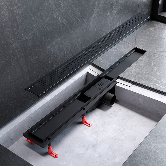 Душевой трап (лоток) 80 AM.PM PrimeFlow W02SC-P11-080-01BM комбинированный затвор с черной матовой решеткой-7