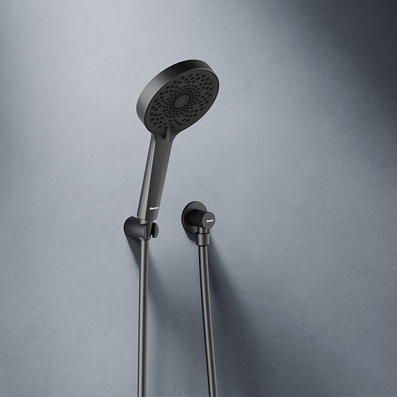 Встраиваемая душевая система Damixa Apollo 947510300 черная: тропический верхний душ, ручной душ, излив-5