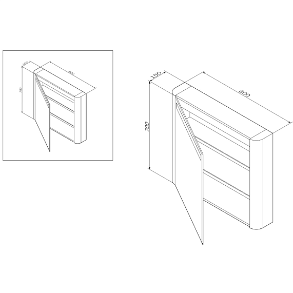 Шкаф с зеркалом 80 AM.PM Sensation M30MCL0801GG мятный левый-3