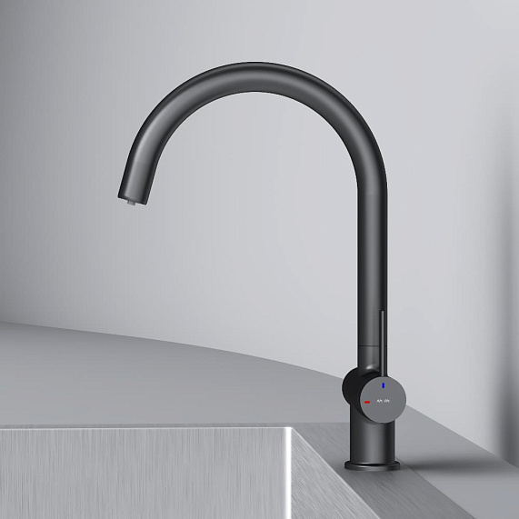 Смеситель для кухни AM.PM Func F8F07722 высокий с C-изливом с каналом для питьевой воды, черный-8