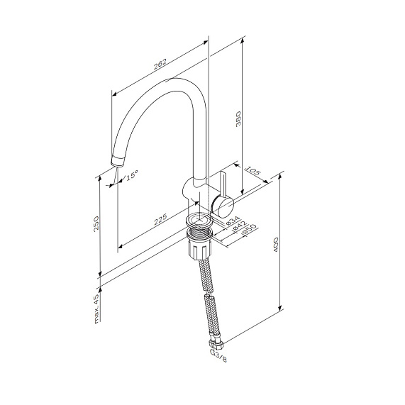 Смеситель для кухни AM.PM Func F8F07022 высокий с С-изливом, черный-11