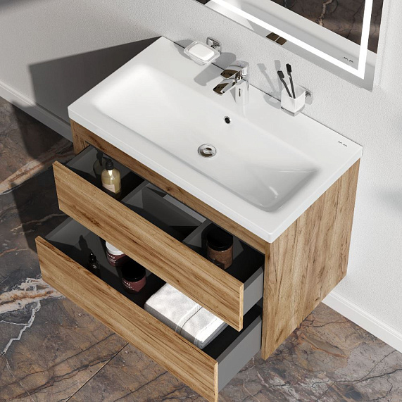 Тумба с раковиной 75 AM.PM Pulse M91-FHX0752OF-WCC0752WG под дерево-2