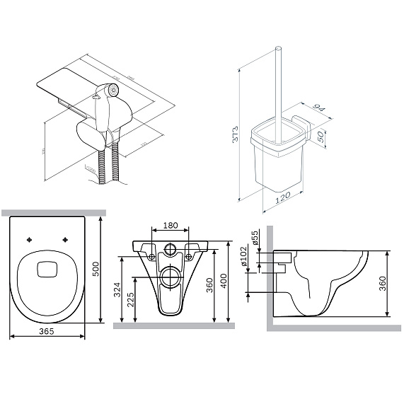 CK90H0303B Gem набор подвесной унитаз с гиг.душем, черный-7