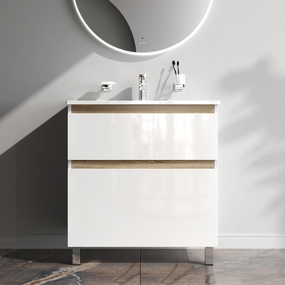 Тумба с раковиной 80 AM.PM X-Joy M85A-FSX0802-WC0802WG напольная, белый глянец