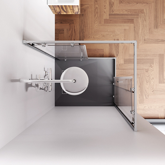 Душевое ограждение без поддона 100x80 AM.PM Gem W90G-403-100280-MT профиль серебристый-2