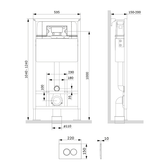 Инсталляция для подвесного унитаза AM.PM Pro C I012707.0251 с клавишей