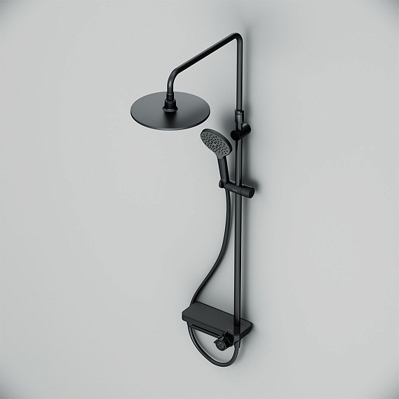 Душевая система AM.PM Moxie F079M722 стойка с тропическим душем, смесителем, черная-8