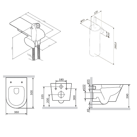 CK74H0403W Sense набор подвесной унитаз с гиг.душем-7