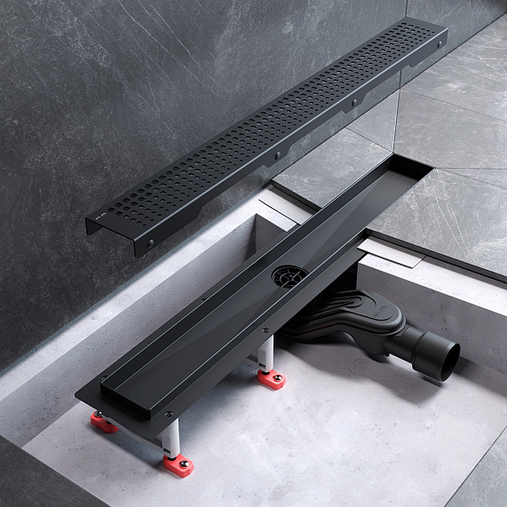 Душевой трап (лоток) 60 AM.PM MasterFlow W01SC-P11-060-01BM комбинированный затвор с черной матовой решеткой-7