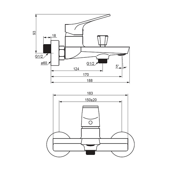 Смеситель для ванны и душа Damixa Merkur 401000000-4