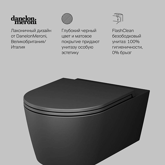 Унитаз подвесной AM.PM Func C8F1701MBSC безободковый с сиденьем микролифт, чёрный матовый-7