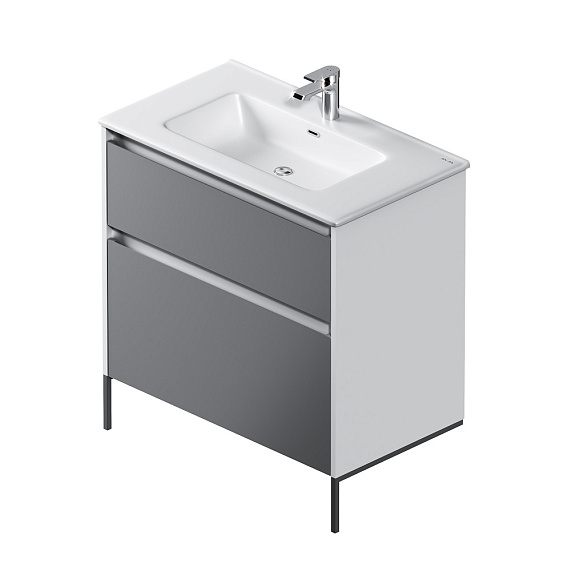 Тумба под раковину 80 AM.PM Flash M9HFUX0802GM фасад серый матовый, корпус белый матовый-1