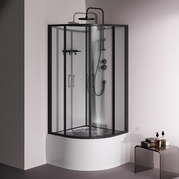 Душевая кабина 90x90 AM.PM Above W9XC-401A-9090BT профиль черный матовый, высокий поддон