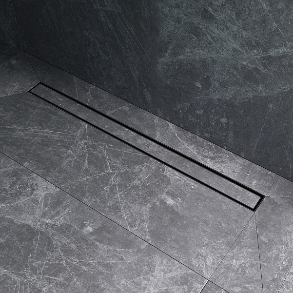 Душевой трап (лоток) 90 AM.PM MasterFlow W01SC-U11-090-04BM комбинированный затвор с черной матовой решеткой под плитку-10