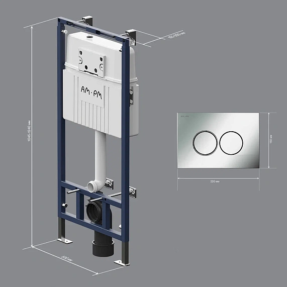 Инсталляция для подвесного унитаза AM.PM MasterFit I012710.0131 с механ. клавишей ProC L серебристый-9