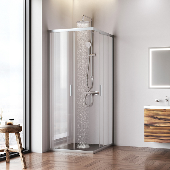 Душевое ограждение без поддона 100x80 AM.PM Gem W90G-403-100280-MT профиль серебристый-1