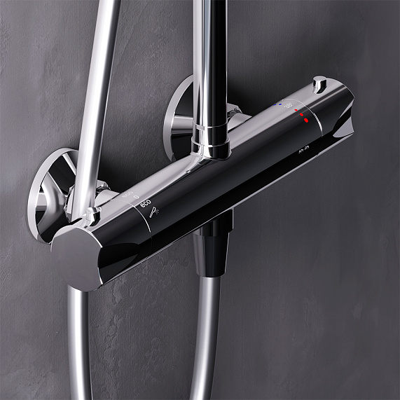 Душевая система AM.PM Crave F079C400 стойка с тропическим душем, термостатом, смесителем, хром-3