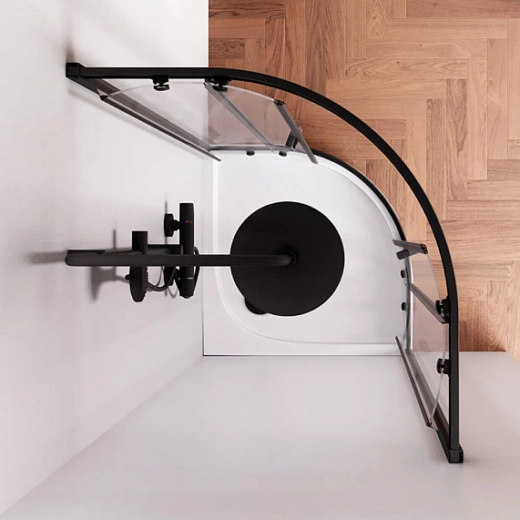 Душевое ограждение без поддона 80x80 AM.PM Gem W90G-401-080BT профиль черный матовый-2