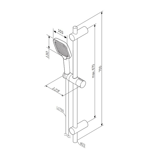 Душевой гарнитур AM.PM Func F018F000 штанга, шланг, лейка 3 режима, хром-7
