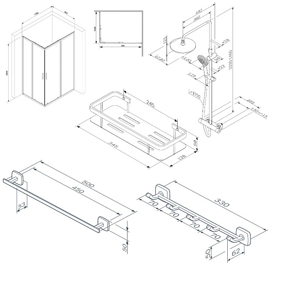 WK93ES Gem S Комплект ограждение 120*90, прямоугольный, черный-6