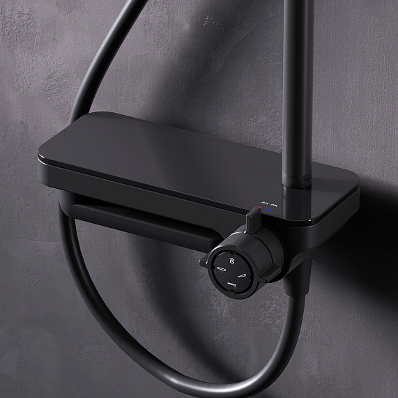 Душевая система AM.PM Moxie F079M722 стойка с тропическим душем, смесителем, черная-3