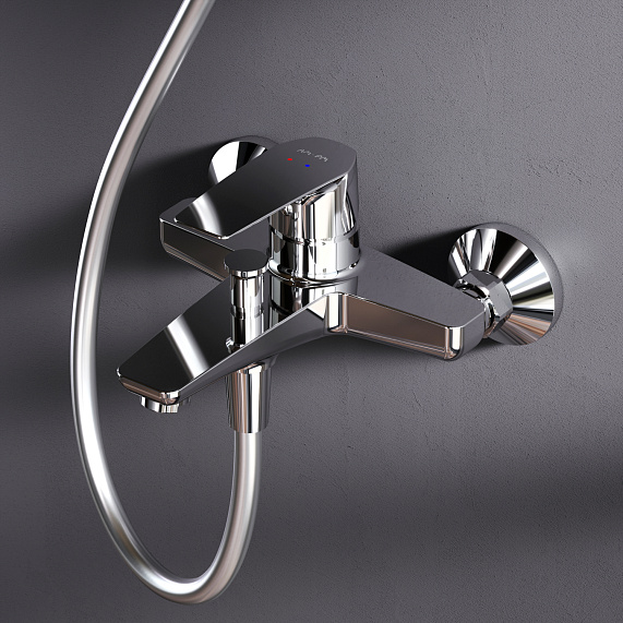 Душевая система AM.PM Gem F40890A14 стойка с тропическим душем, хром + смеситель для ванны, хром-2